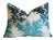 Early 21st Century Nautical Coastal Teal, Aqua, White & Blue Coral Cut Velvet Feather/Down Pillow 24" X 18" For Sale - Image 5 of 6