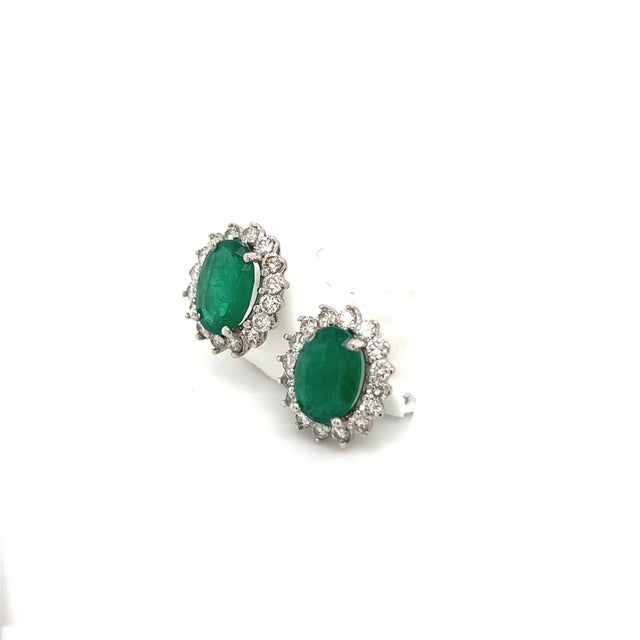 Green Natural Emerald Diamond Earrings 14k Gold 2.87 TCW Certified For Sale - Image 8 of 9