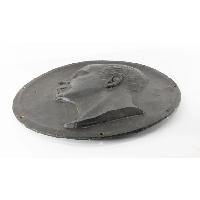 1900 - 1909 Dated 1900 Cast Bronze Profile Portrait of a Man, Signed For Sale - Image 5 of 10