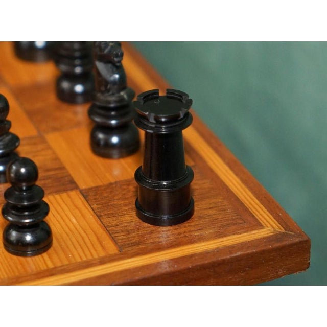 Brown Vintage English Pattern Boxwood & Ebonised Chess Set, 1950, Set of 32 For Sale - Image 8 of 16