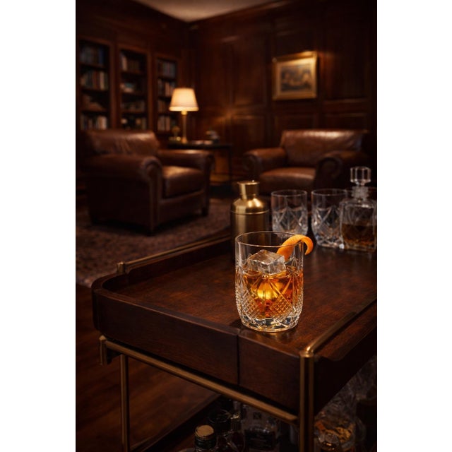 Mid-Century Modern Vintage Mid-Century Modern Cut-Style Crystal Look Whiskey Glasses -- Set of 6 For Sale - Image 3 of 9