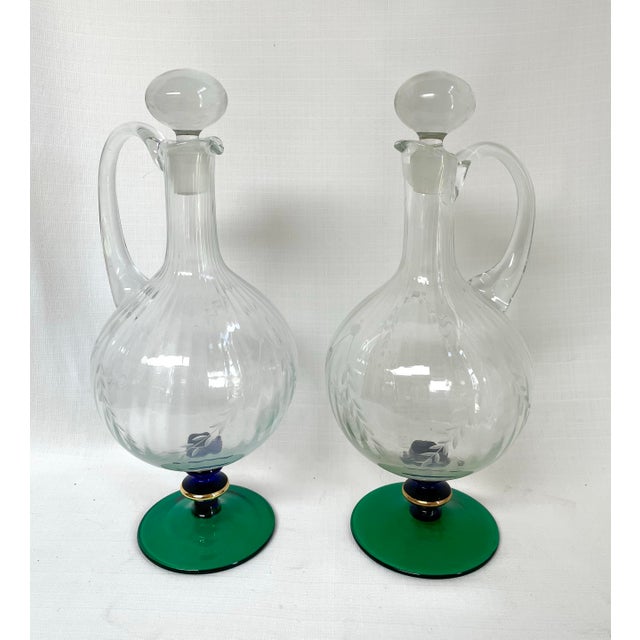 Early 20th Century Antique Glass Ewers - a Pair For Sale - Image 9 of 10