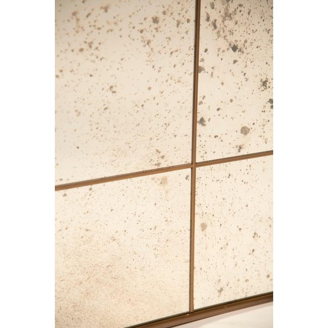 Metal Window-Cut Mirror with Brass Frame and Antique Glass For Sale - Image 7 of 9
