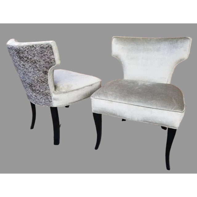 Mid 20th Century Mid Century Modern Designer T Back Ebony Side Chairs Newly Reupholstered - Pair For Sale - Image 5 of 10