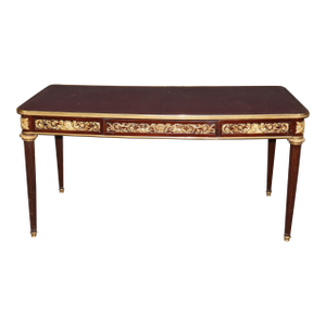 Fine Leather Top Dore' Bronze Ormolu French Louis XVI Desk Theodore Millet