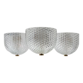 Murano Glass Ceiling Lamp from Venini, 1940s, Set of 3 For Sale