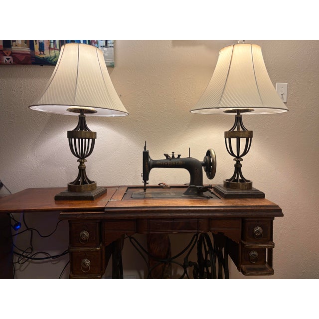 Hollywood Regency Visual Comfort & Co. Hollywood Regency Open-Cage Brass Table Lamps - A Pair For Sale - Image 3 of 12