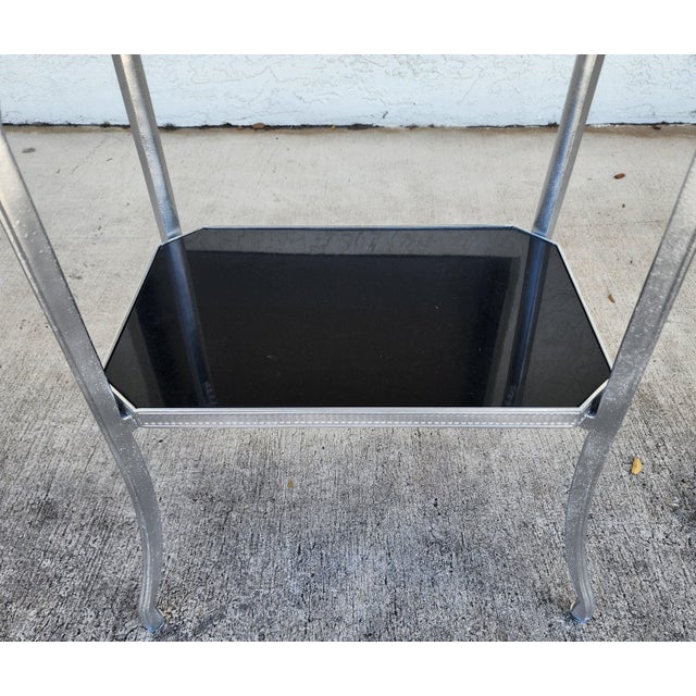 Metal Black Stone and Metal Horse Equine 2 Tier Side Table For Sale - Image 7 of 9