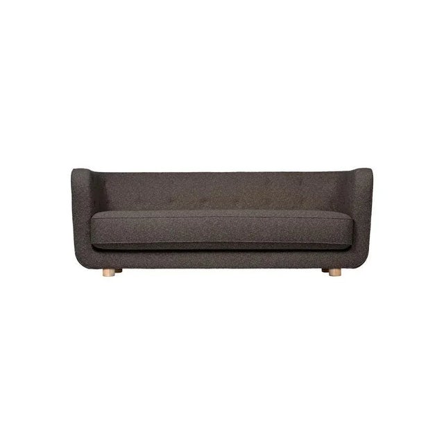 Brown and natural oak sahco nara vilhelm sofa by lassen dimensions: w 217 x d 88 x h 80 cm materials: textile, oak....