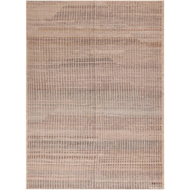 Nazmiyal Collection Earthy Tone Contemporary Central Asian Area Rug For Sale