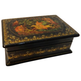 Vintage Hand-Painted Russian Lacquer Box With Fairies For Sale