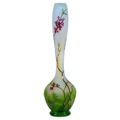 Glass Art Nouveau Cameo Long Neck Vase with Daphne Decor, Daum Nancy, France, 1910/15, 1890s For Sale - Image 7 of 7