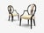 Neoclassical, "Prince of Wales" Armchairs, Ebonized Wood, Gilt, Beige Silk, USA, 19th Century A fully restored pair of the...