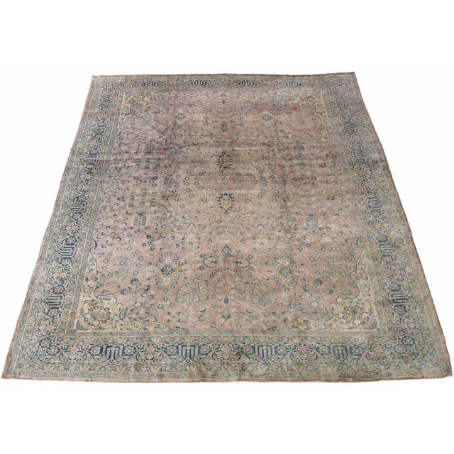 Early 20th Century Antique Persian Kashan Mohtasham Rug For Sale - Image 9 of 9
