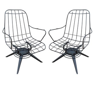 Homecrest Mid-Century Wire Lounge Chairs - A Pair For Sale
