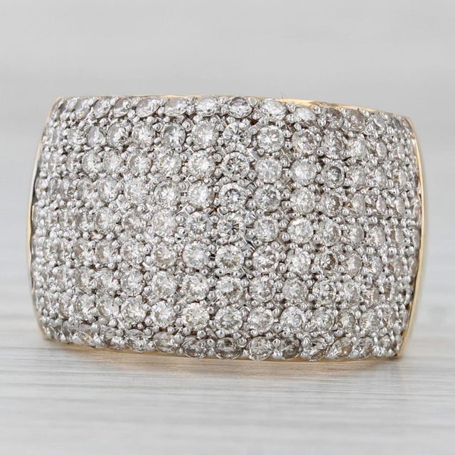 2010s 1.40ctw Pave Diamond Ring 14k Yellow Gold Size 7.25 Cocktail For Sale - Image 5 of 8
