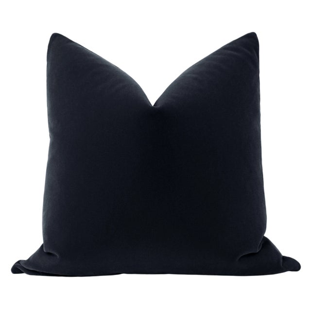 Pair of beautiful custom-made luxury mohair pillows in a graphite colorway. Meticulously handcrafted with serged interior...