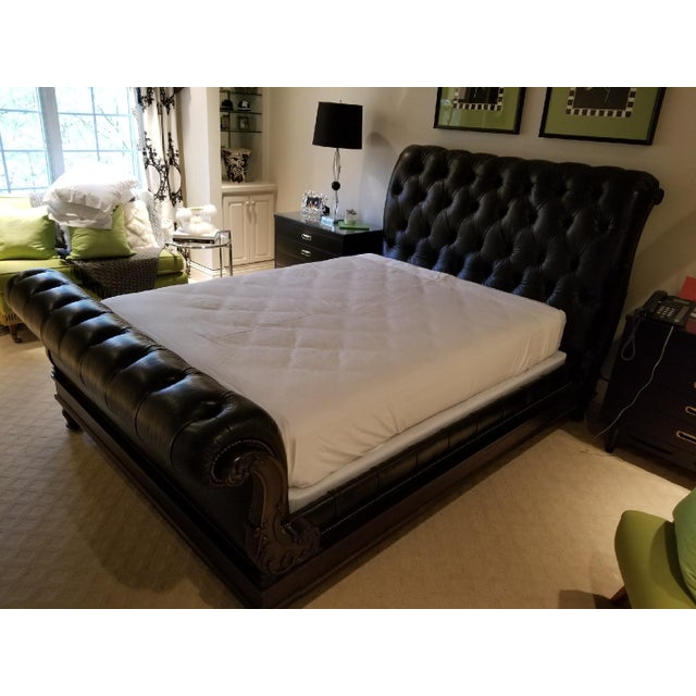 Ralph Lauren Queen Leather Sleigh Bed Chairish