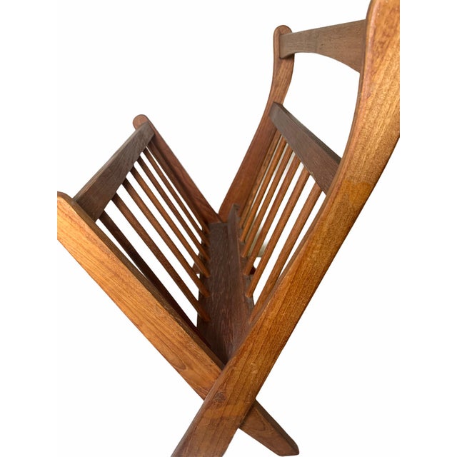 1970s Danish Modern Folding Teak Magazine Rack For Sale - Image 11 of 13