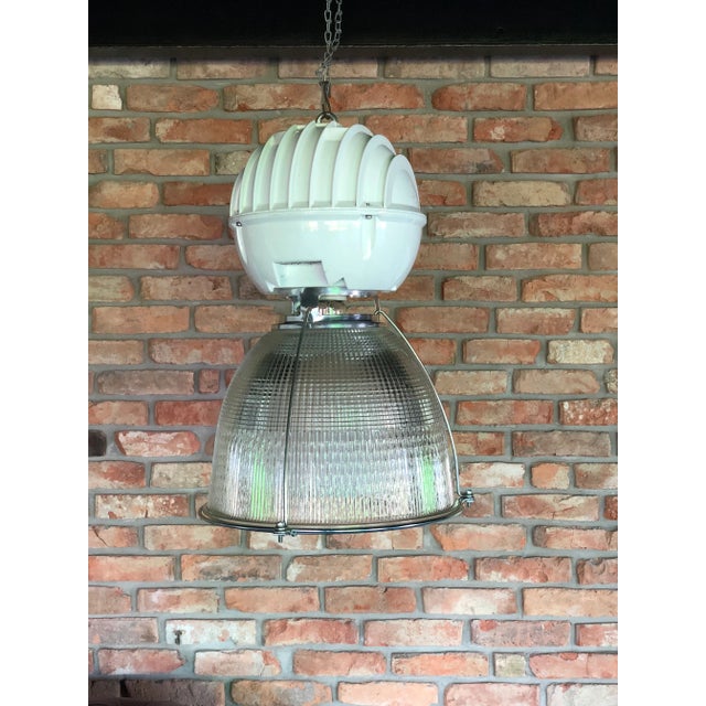 Industrial Vintage Industrial Glass & Metal Loft Lamp from Holophane, 1980s For Sale - Image 3 of 10