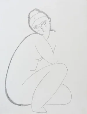 Vintage Abstract Nude Drawing