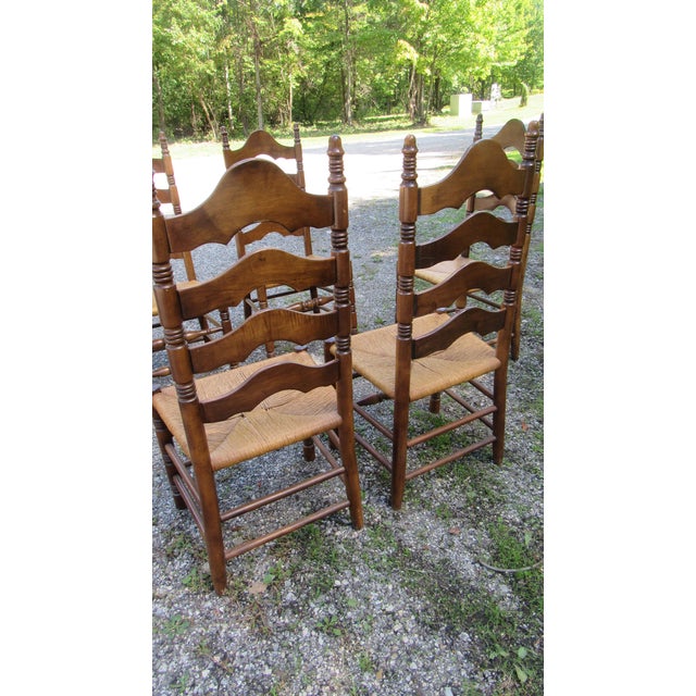 Vintage Rush Ladderback Kitchen Dining Room Chairs For Sale - Image 9 of 9