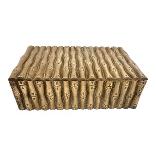 Vintage Brass Faux Bamboo Trinket Box For Sale