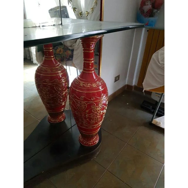 Gold Red Ceramic Vases, 1960s, Set of 2 For Sale - Image 8 of 10