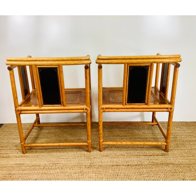 Vintage Pair of Faux Bamboo Asian / Chinoiserie Chic Pagoda Chairs For Sale - Image 17 of 17