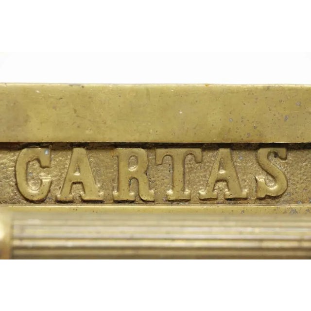 Traditional Mid 20th Century Cartas Brass Letter Slot Door Handle Combo For Sale - Image 3 of 6