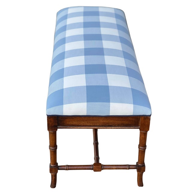 1970s English Faux Bamboo Bench in Serena & Lily For Sale - Image 5 of 11