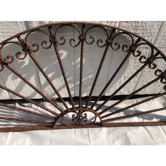 Art Deco Mid 19th Century Antique Wrought Iron Decorative Transom or Window Guard For Sale - Image 3 of 12