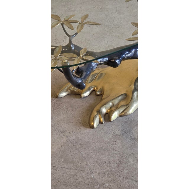 Vintage Brass and Glass Bonsai Tree Coffee Table by Willy Daro, 1980s For Sale - Image 9 of 14