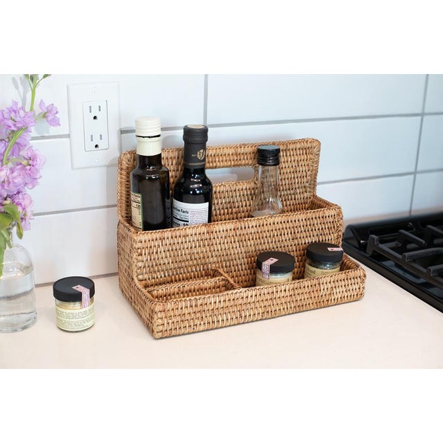 Boho Chic Artifacts Rattan Standing Stationary Sorter in Honey Brown For Sale - Image 3 of 11