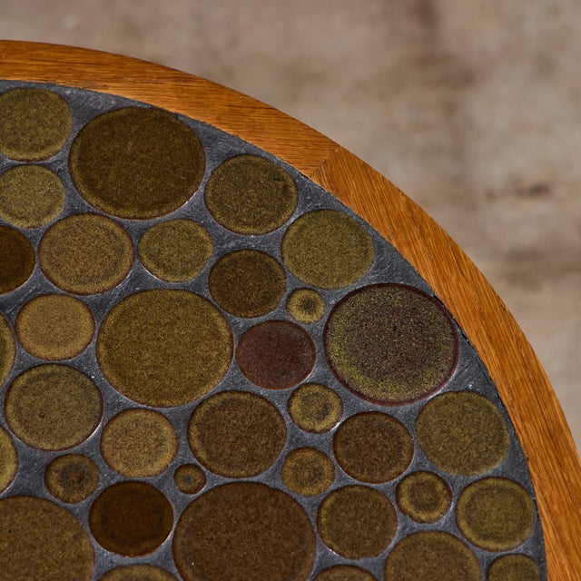 Gordon & Jane Martz Gordon & Jane Martz Green Speckle Glazed Coin Tile Mosaic Side Table For Sale - Image 4 of 12