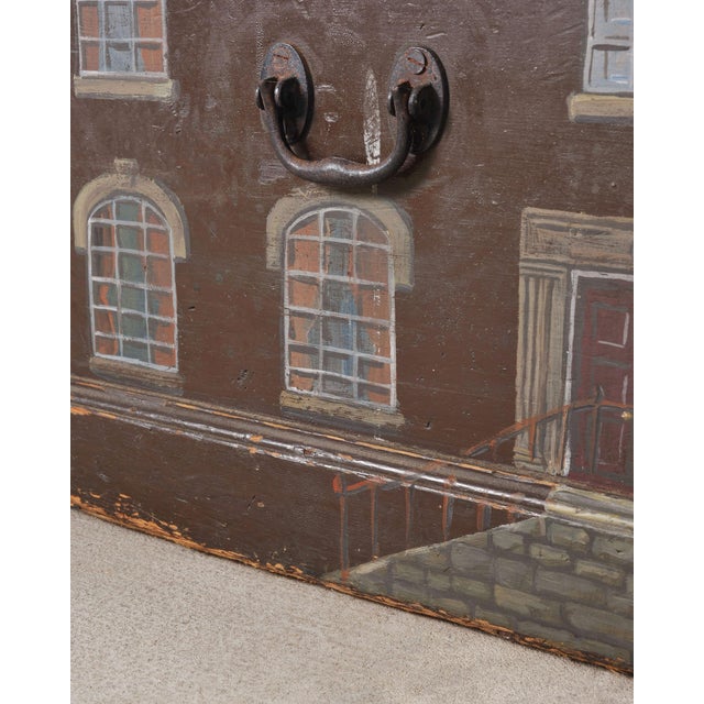 19th C. English Painted Pine Chest With Georgian Manor Façade For Sale - Image 12 of 18