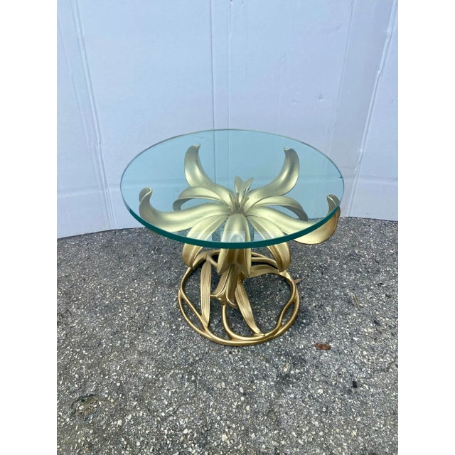 Metal 1960s Arthur Court Style Gilt Metal Lyli Side Table . For Sale - Image 7 of 12