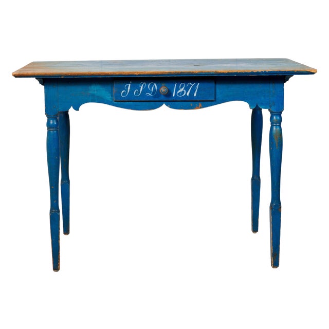 Northern Swedish Blue Country Table For Sale