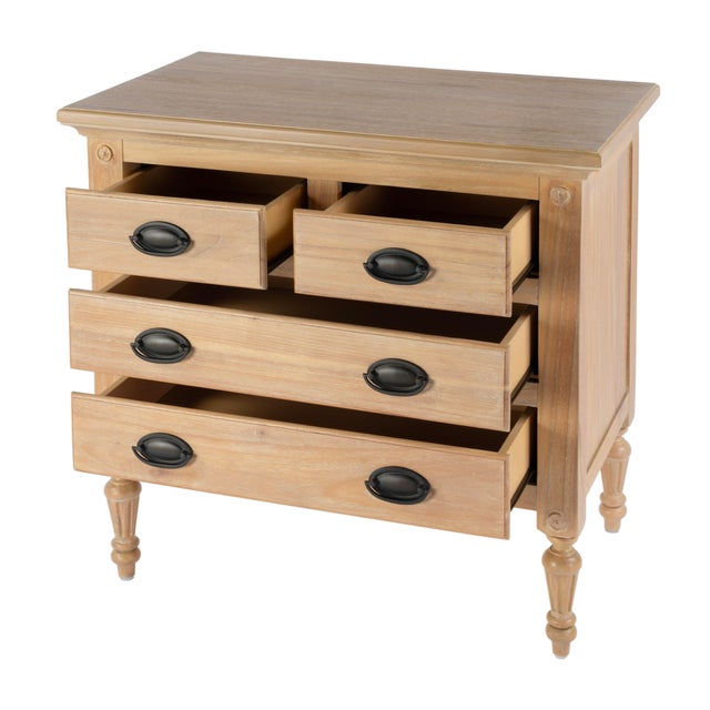 Spritely Home Accent Furniture Easterbrook 31.5 in. W Rectangular Wood 4 Drawer Accent Chest, Natural For Sale - Image 4 of 9
