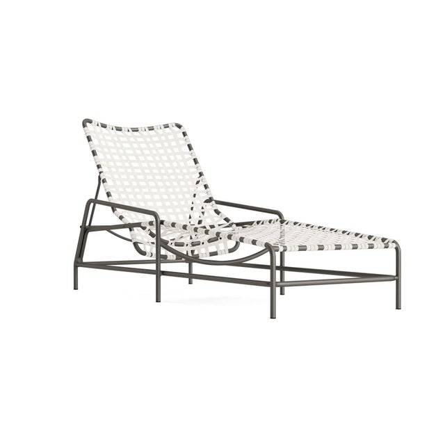 Brown Jordan Kantan Aluminum Suncloth Chaise Lounge, Mica frame with White fabric For Sale - Image 12 of 12