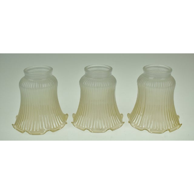 Vintage Peach Tint Ribbed Fixture Shades - Set of 3 | Chairish