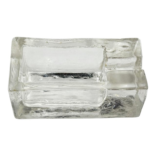Vintage Italian Glass Block Ashtray or Trinket Dish For Sale