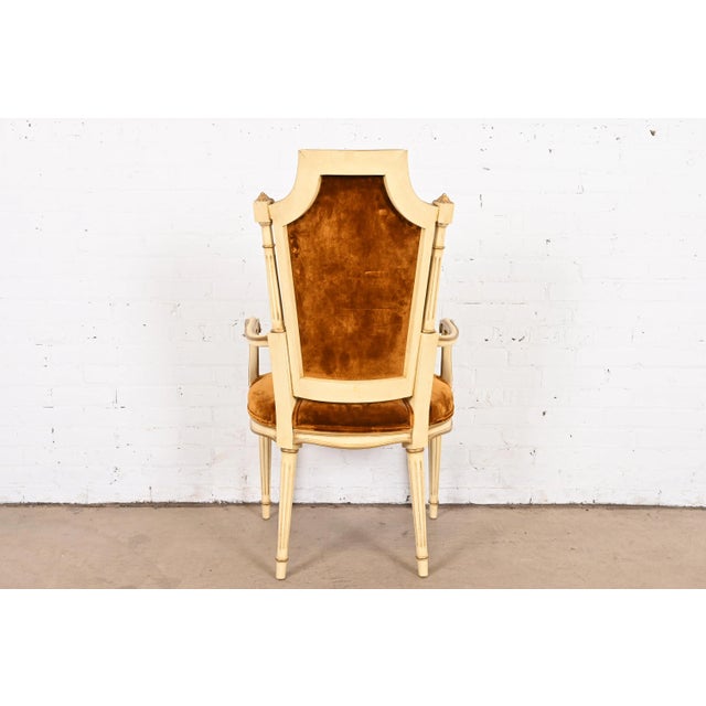 Karges French Regency Louis XVI Cream Painted and Gold Gilt Cane Back Dining Chairs, Set of Eight For Sale - Image 10 of 12