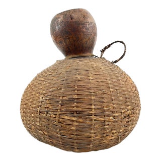 Early 20th Century Tutsi Ceremonial Gourd Calabash with Basketry Rwanda For Sale