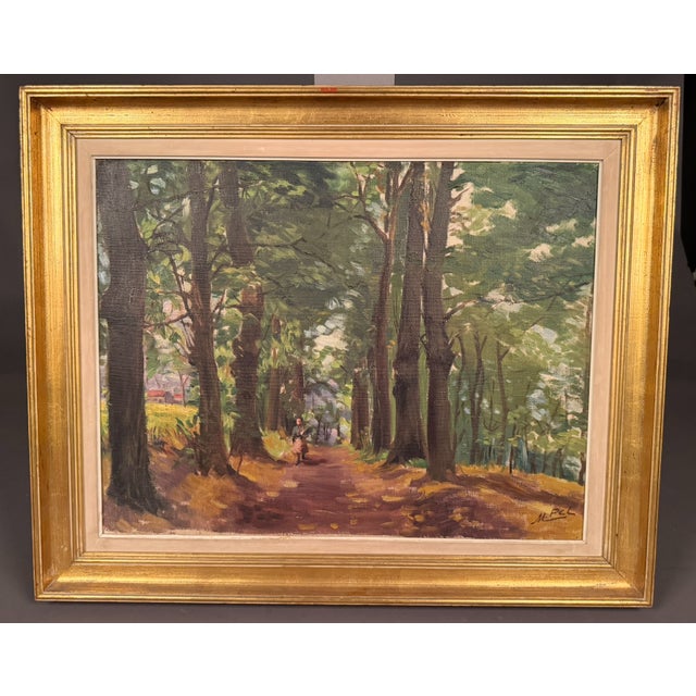 Goldenrod Antique Impressionist Country Path Landscape Oil Painting, Signed M. Pell, Circa 1920 For Sale - Image 8 of 11