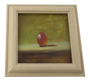 1990s "Orange Egg" Still Life Painting by J. Woods, Framed