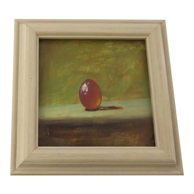 1990s "Orange Egg" Still Life Painting by John Woods, Framed For Sale