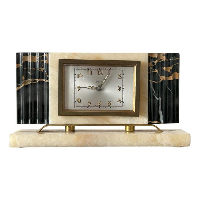 Art Deco Marble Table Clock from Bayard, France, 1930s For Sale - Image 10 of 10