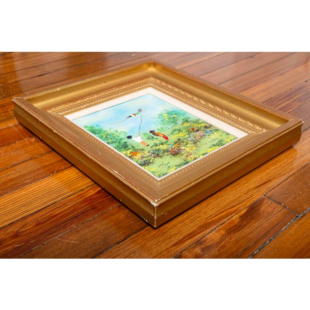 Vintage Louis Cardin Enamel on Copper Painting, Signed & Numbered, Gilt Frame For Sale - Image 10 of 11