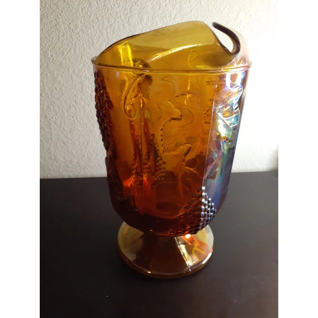 1970 Indiana Glass Marigold Carnival Glass Grape Pattern Large Pitcher For Sale - Image 4 of 8